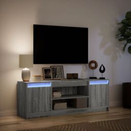 Berkfield Home TV Cabinet with LED Grey Sonoma 139.5x34x50 cm Engineered Wood - thumbnail 5