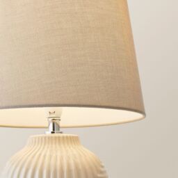 ValueLights Harrison Taper Shade Grey Geometic Ribbed Gloss Table Lamp & Bulb - Size: Medium - thumbnail 4