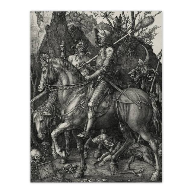 "Artery8 Knight Death & the Devil Albrecht Durer Wall Art Poster Print in Grey - Size: W12"" x H16""" - image 1