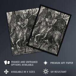 "Artery8 Knight Death & the Devil Albrecht Durer Wall Art Poster Print in Grey - Size: W12"" x H16""" - thumbnail 2