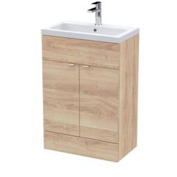 Balterley Alrewas Contemporary 2 Door Floor Standing Vanity Basin Unit, 600mm in Brown - thumbnail 1
