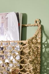 Dibor Traditional 3 Tier Wall Mounted Book or Magazine Basket Rack in Natural - thumbnail 4