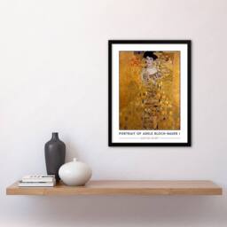 "Artery8 Gustav Klimt Adele Bloch Bauer Portrait Lady in Gold Framed Art Print in Yellow - Size: W12"" x H16""" - thumbnail 4