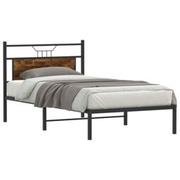 Berkfield Home Bed Frame without Mattress Smoked Oak 100x190 cm Engineered Wood in Brown - thumbnail 3