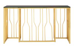 Orsina Contemporary Hexagonal Console Table, Sturdy Metal Hallway Table For Livingroom, Hexagonal Console Table in Black - thumbnail 3