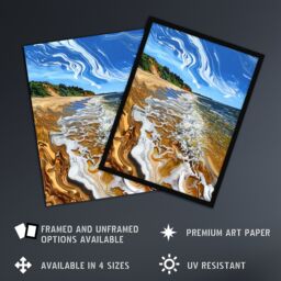 "Artery8 West Bay Dorset Abstract Fluid Trippy Beach Framed Art Print in Blue - Size: W12"" x H16""" - thumbnail 2