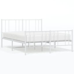 Berkfield Home Metal Bed Frame with Headboard & Footboard White 120x200 cm - Size: Small Double - thumbnail 2