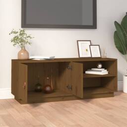 Berkfield Home TV Cabinet Honey Brown 105x34x40 cm Solid Wood Pine - Size: 105 x 34 x 40 cm - thumbnail 3