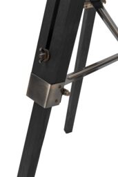 Orsina Tripod Floor Lamp With Black Base, Cylindrical Shade Standing Lamp, Wooden Floor Lamp With Metal Bracing - thumbnail 5