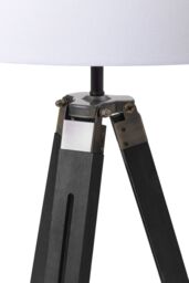 Orsina Tripod Floor Lamp With Black Base, Cylindrical Shade Standing Lamp, Wooden Floor Lamp With Metal Bracing - thumbnail 4