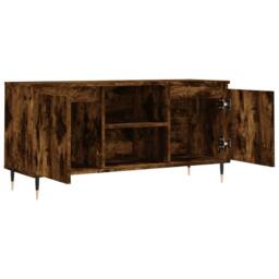 Berkfield Home TV Cabinet Smoked Oak 104x35x50 cm Engineered Wood in Brown - Size: 104 x 35 x 50 cm - thumbnail 6