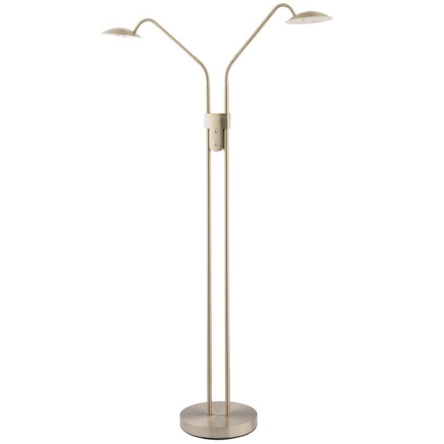 Happy Homewares Modern Double Arm Floor Lamp with Dimmer Button & Colour Control Warm-Cool White in Metallic Silver - image 1