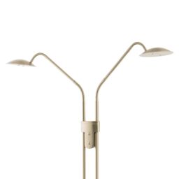 Happy Homewares Modern Double Arm Floor Lamp with Dimmer Button & Colour Control Warm-Cool White in Metallic Silver - thumbnail 3