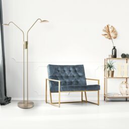 Happy Homewares Modern Double Arm Floor Lamp with Dimmer Button & Colour Control Warm-Cool White in Metallic Silver - thumbnail 7