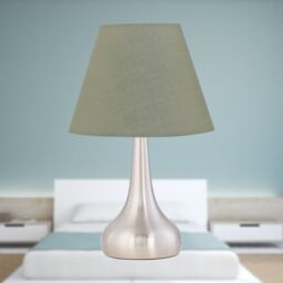First Choice Lighting Set of 2 Sage Green Cotton 20cm Diameter Tapered Fabric Lamp Shades - thumbnail 7