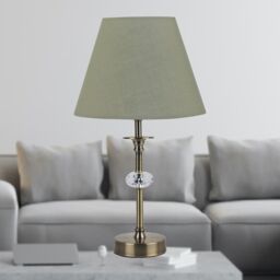 First Choice Lighting Set of 2 Sage Green Cotton 20cm Diameter Tapered Fabric Lamp Shades - thumbnail 6