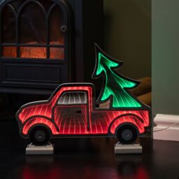 Samuel Alexander 40cm LED Infinity Truck Christmas Decoration with Wooden Base in Red & Green - thumbnail 8