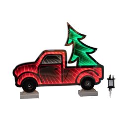 Samuel Alexander 40cm LED Infinity Truck Christmas Decoration with Wooden Base in Red & Green - thumbnail 9