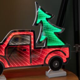 Samuel Alexander 40cm LED Infinity Truck Christmas Decoration with Wooden Base in Red & Green - thumbnail 6