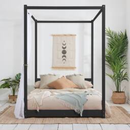 Birlea Four Poster Bed Frame Solid Wood 4 Poster Canopy Darwin in Black - Size: Double - thumbnail 2