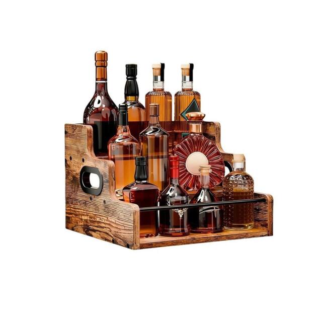 VOGREX Wooden Countertop Wine Bottle Display Rack in Brown - image 1