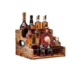 VOGREX Wooden Countertop Wine Bottle Display Rack in Brown - thumbnail 1