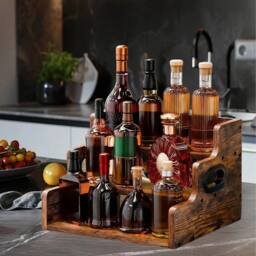 VOGREX Wooden Countertop Wine Bottle Display Rack in Brown - thumbnail 3