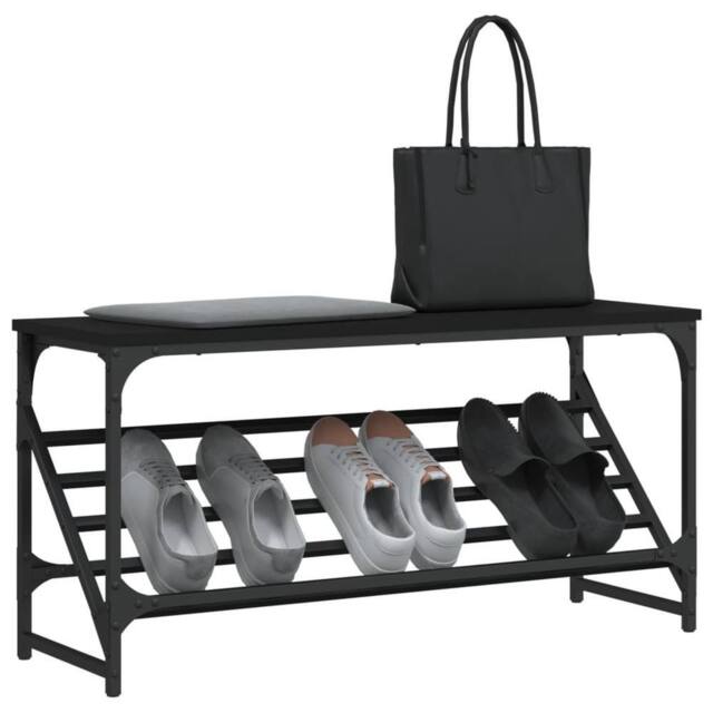 Berkfield Home Shoe Rack Black 90x30x45 cm Engineered Wood - Size: 90 x 30 x 45 cm - image 1