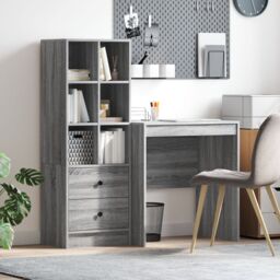 Berkfield Home Desk with Storage Grey Sonoma Engineered Wood - thumbnail 1
