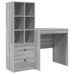 Berkfield Home Desk with Storage Grey Sonoma Engineered Wood - thumbnail 2