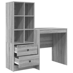 Berkfield Home Desk with Storage Grey Sonoma Engineered Wood - thumbnail 6