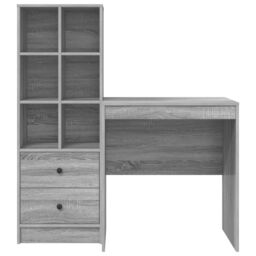Berkfield Home Desk with Storage Grey Sonoma Engineered Wood - thumbnail 7