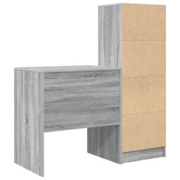 Berkfield Home Desk with Storage Grey Sonoma Engineered Wood - thumbnail 8