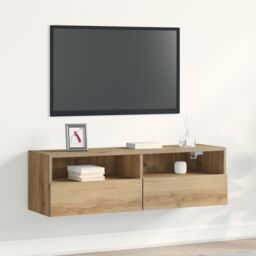 Berkfield Home TV Wall Cabinet Artisan Oak 100x30x30 cm Engineered Wood in Brown - Size: 100 x 30 x 30 cm
