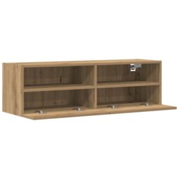 Berkfield Home TV Wall Cabinet Artisan Oak 100x30x30 cm Engineered Wood in Brown - Size: 100 x 30 x 30 cm - thumbnail 5