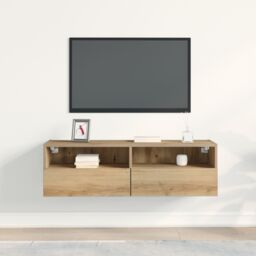 Berkfield Home TV Wall Cabinet Artisan Oak 100x30x30 cm Engineered Wood in Brown - Size: 100 x 30 x 30 cm - thumbnail 4