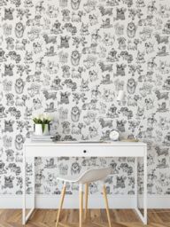 Muriva Pooches White Wallpaper Roll - thumbnail 4