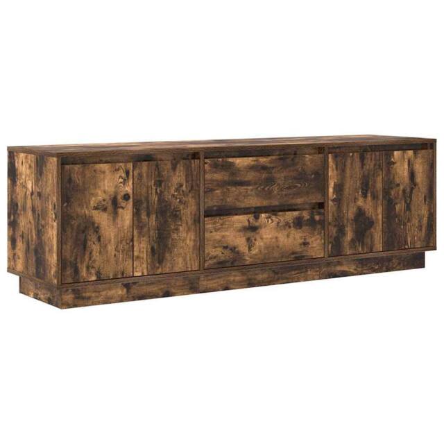 Berkfield Home TV Cabinet with LED Lights Smoked Oak 160.5x41x50 cm in Brown - image 1