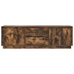 Berkfield Home TV Cabinet with LED Lights Smoked Oak 160.5x41x50 cm in Brown - thumbnail 7