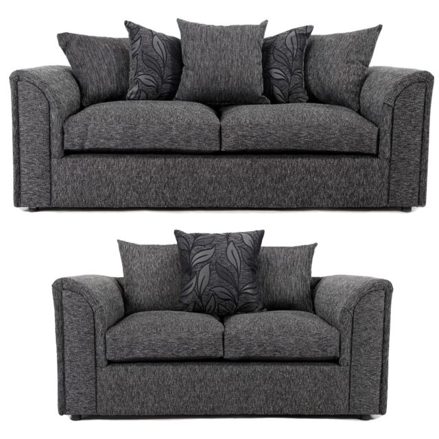Furnishings For Less UK Byron Dundee Chenille Fabric Sofa Set 3 & 2 Seater sofa Grey or Light Grey - image 1