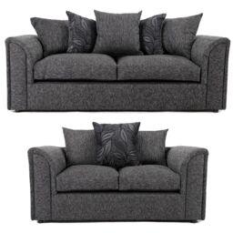 Furnishings For Less UK Byron Dundee Chenille Fabric Sofa Set 3 & 2 Seater sofa Grey or Light Grey - thumbnail 1