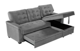 FURNITURE ONE L-shaped corner Sofa Bed with Storage, Padded Sectional Sofa Reversible Storage in Grey - Size: 1 Pack - thumbnail 4