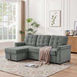 FURNITURE ONE L-shaped corner Sofa Bed with Storage, Padded Sectional Sofa Reversible Storage in Grey - Size: 1 Pack - thumbnail 2