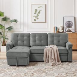 FURNITURE ONE L-shaped corner Sofa Bed with Storage, Padded Sectional Sofa Reversible Storage in Grey - Size: 1 Pack - thumbnail 3