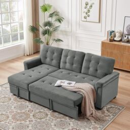 FURNITURE ONE L-shaped corner Sofa Bed with Storage, Padded Sectional Sofa Reversible Storage in Grey - Size: 1 Pack - thumbnail 1