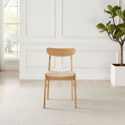 FurnitureboxUK Bonnie 2x Oak & Veneer Wooden Rope Dining Chairs in Light Oak - thumbnail 5