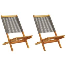 Berkfield Home Beautiful Garden Chairs 2 pcs Grey Solid Wood Acacia & Polypropylene - thumbnail 2