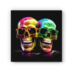 Warren Reed - Designer Happy Skeletons In Sunglasses Canvas - Size: w10 inch x h10 inch - thumbnail 2