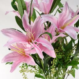 Leaf Pack of 6 x 100cm Large Pink Lily Stem - 18 Flowers - Size: 6 x 100 cm - thumbnail 5
