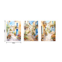 simpa Tuscany Village 3 Panel Canvas Wall Art - thumbnail 5